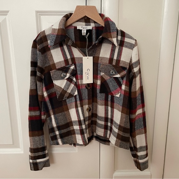 C by One Jackets & Blazers - NWT Cropped Plaid Shacket Button Up Top (C by One Brand) size XS